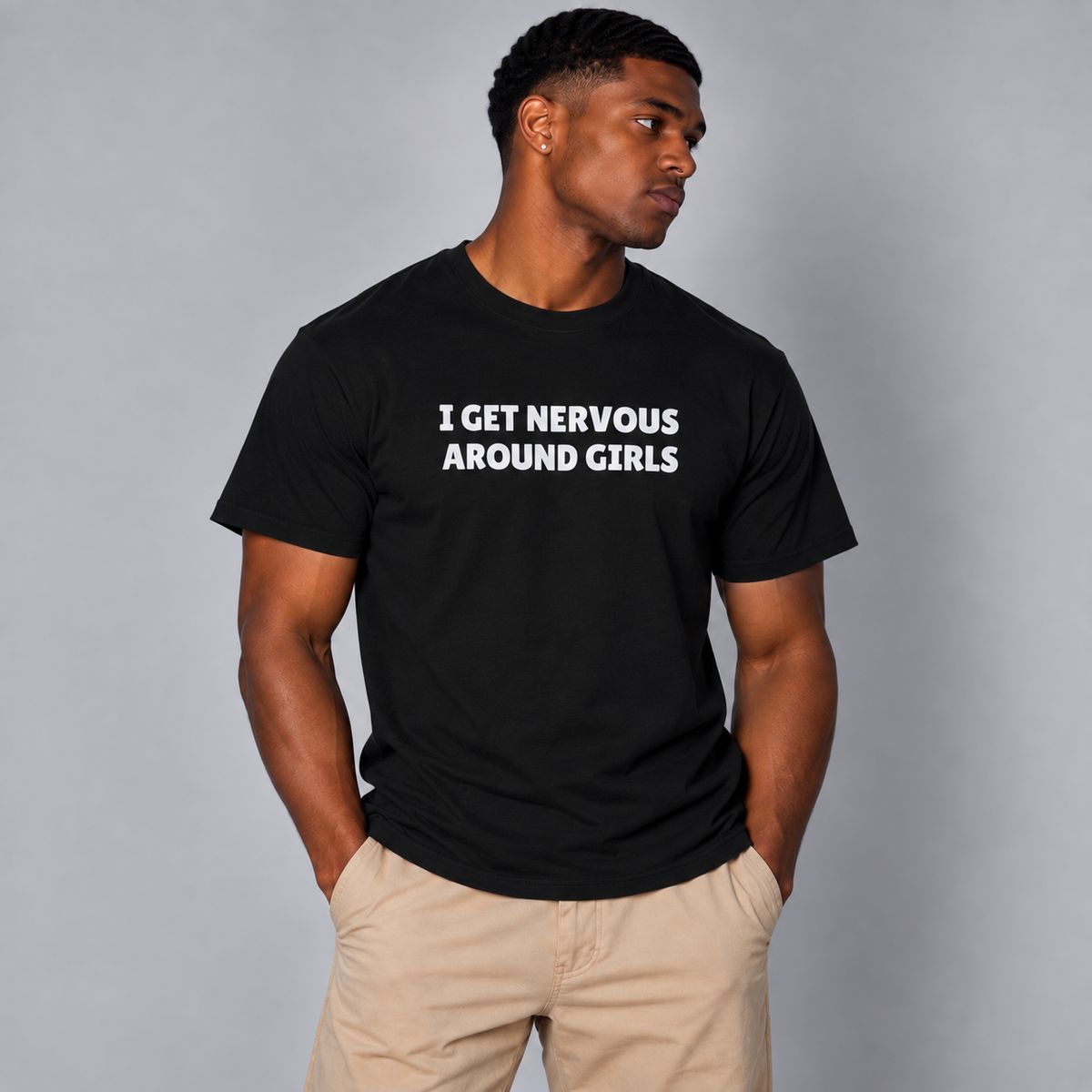 I Get Nervous Around Girls T-Shirt - Black