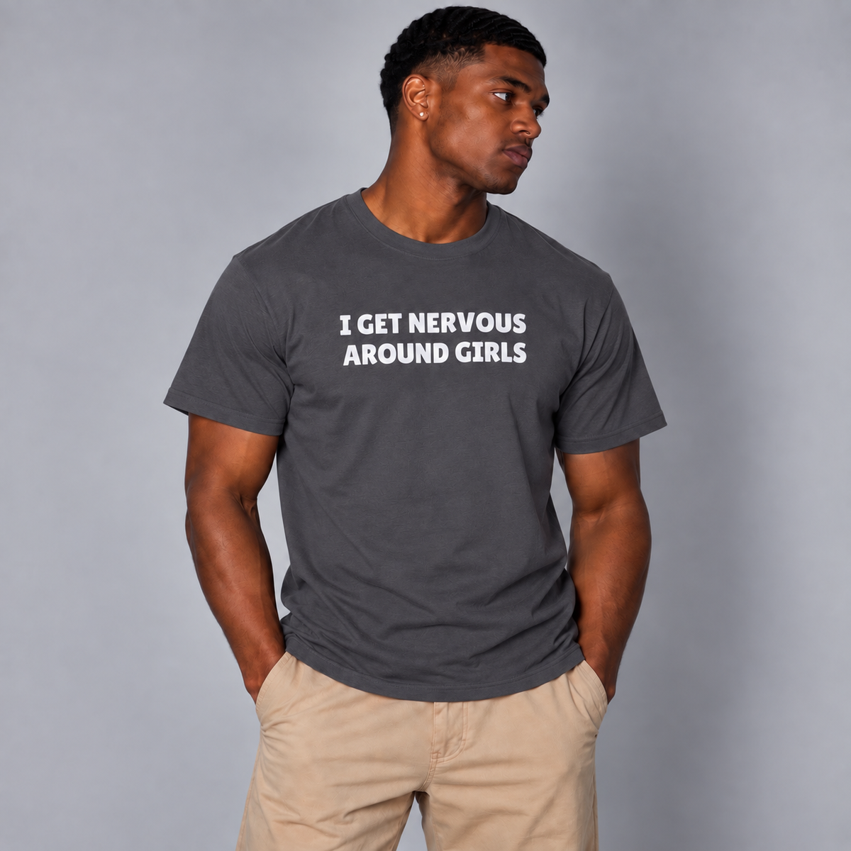 I Get Nervous Around Girls T-Shirt - Charcoal