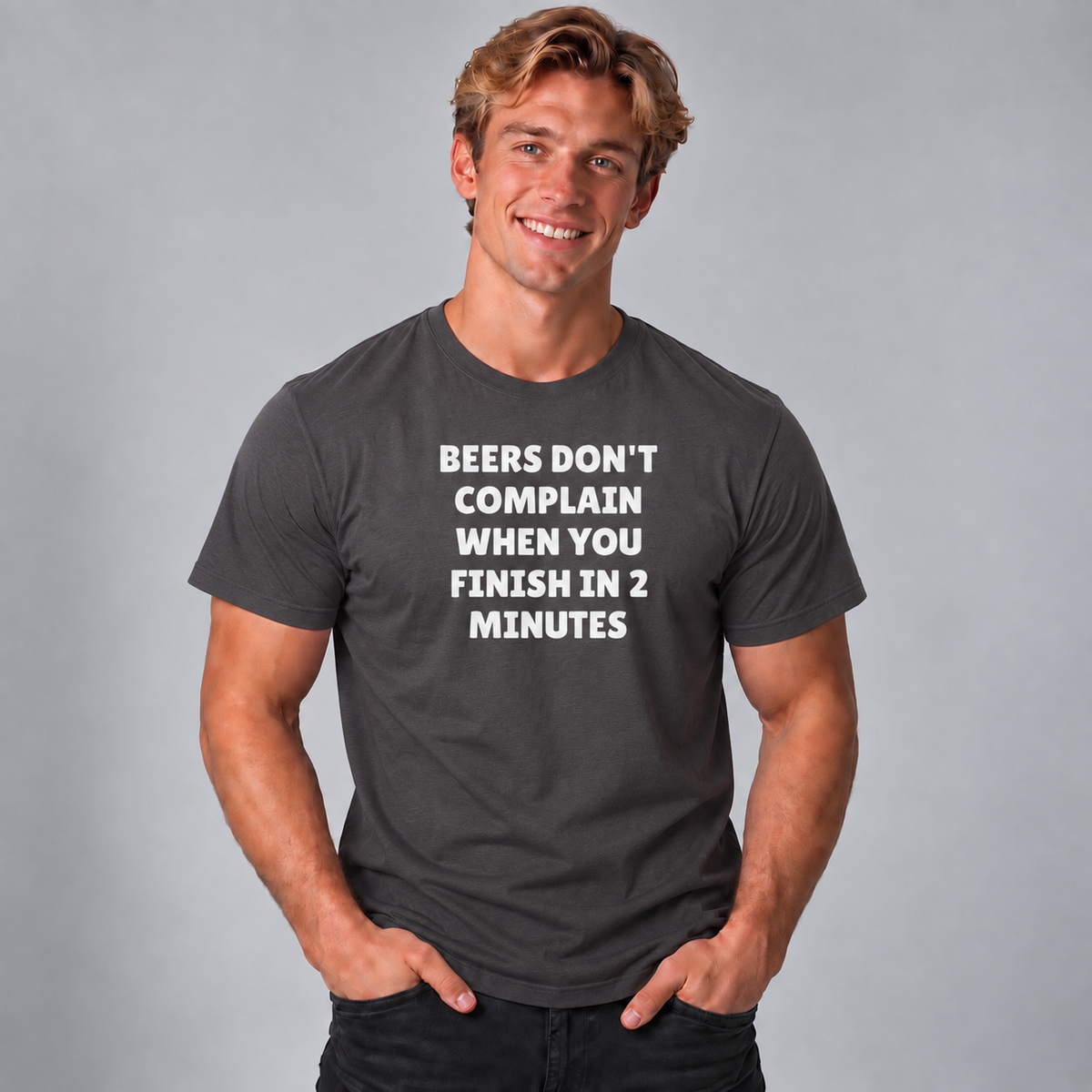 Beers Don't Complain When You Finish In 2 Minutes T-Shirt - Charcoal