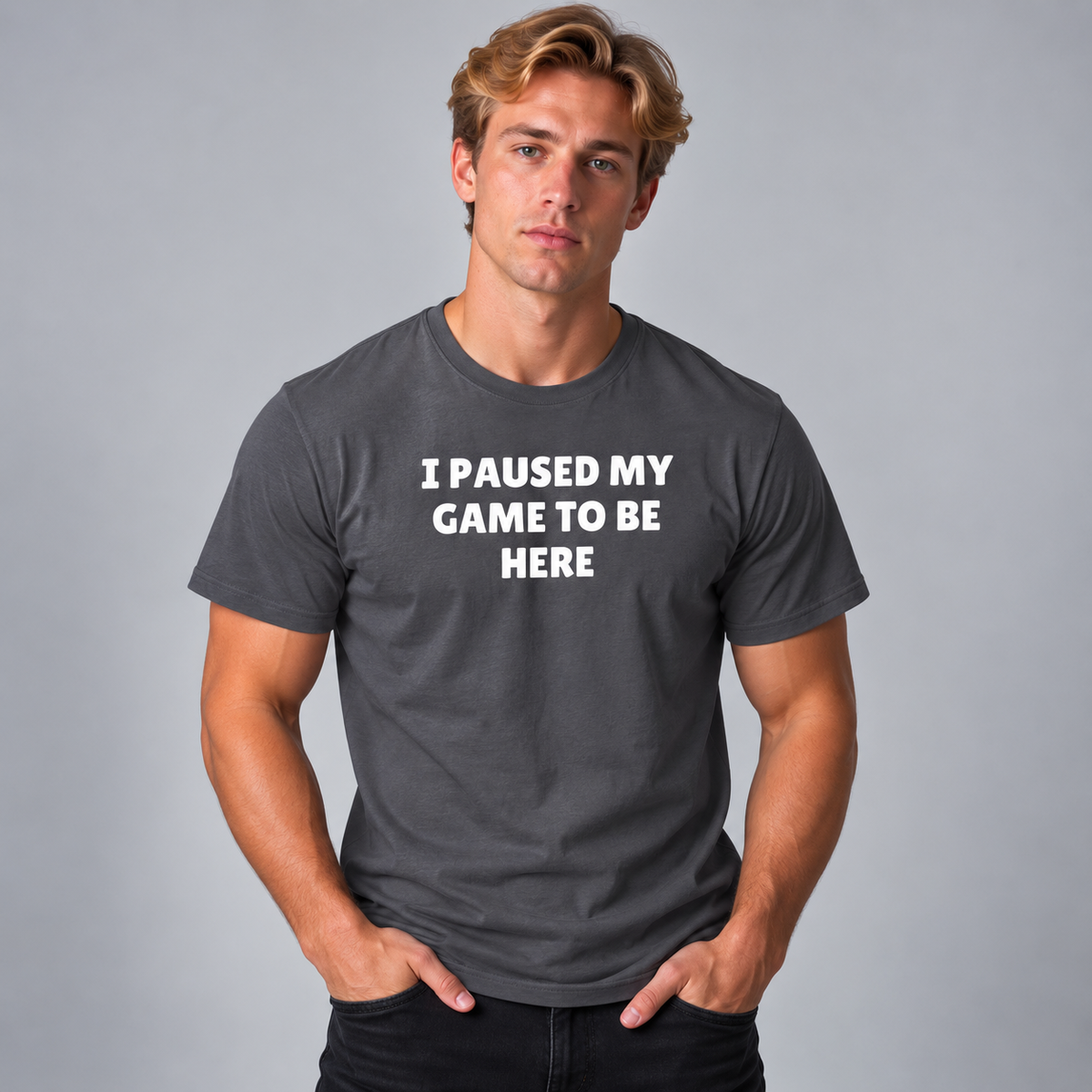 I Paused My Game To Be Here T-Shirt - Charcoal